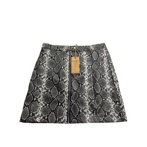 Thread & Supply  Snake Print Straight Skirt Knee Length X-Large Black Gray White